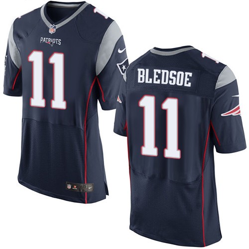 Men's Elite Drew Bledsoe Nike Jersey Navy Blue Home - #11 NFL New England Patriots